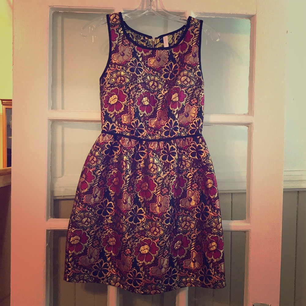 Floral metallic party dress